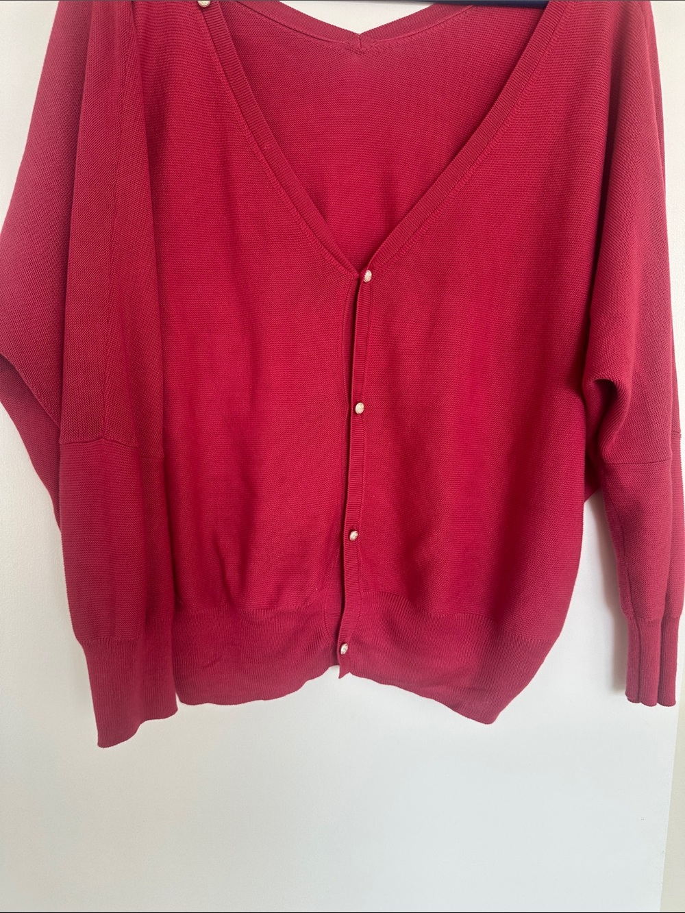 ba&sh Deep Red V-Neck Lightweight Sweater - Picture 3 of 8